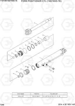 7268 FORK POSOTIONER CYLINDER (140/160D-7E) 110/130/140/160D-7E, Hyundai