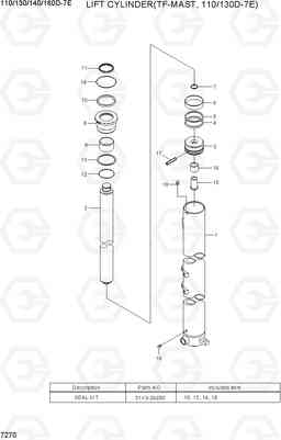 7270 LIFT CYLINDER (TF-MAST, 110/130D-7E) 110/130/140/160D-7E, Hyundai