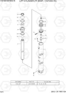 7271 LIFT CYLINDER (TF-MAST, 110/130D-7E) 110/130/140/160D-7E, Hyundai