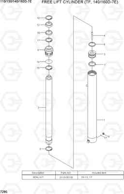 7285 FREE LIFT CYLINDER (TF, 140/160D-7E) 110/130/140/160D-7E, Hyundai