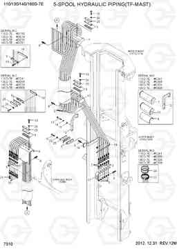 7310 5-SPOOL HYDRAULIC PIPING(TF-MAST) 110/130/140/160D-7E, Hyundai