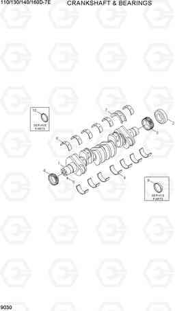 9030 CRANKSHAFT AND BEARINGS 110/130/140/160D-7E, Hyundai