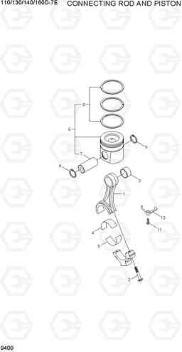 9400 CONNECTING ROD AND PISTON 110/130/140/160D-7E, Hyundai