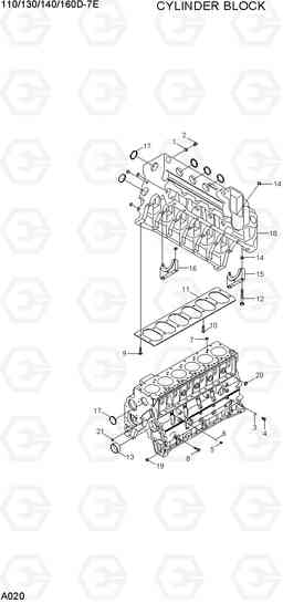 A020 CYLINDER BLOCK 110/130/140/160D-7E, Hyundai