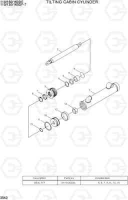 3540 TILTING CABIN CYLINDER 110/130/160DF-7, Hyundai