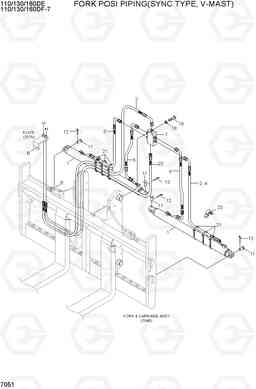 7051 FORK POSI PIPING(SYNC TYPE,V-MAST) 110/130/160DF-7, Hyundai