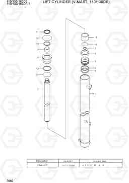 7060 LIFT CYLINDER(V-MAST, 110/130DE) 110/130/160DF-7, Hyundai