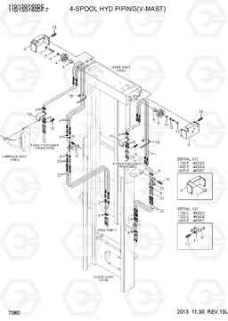 7080 4-SPOOL HYDRAULIC PIPING(V-MAST) 110/130/160DF-7, Hyundai