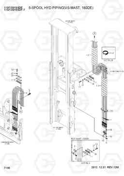 7190 5-SPOOL HYD PIPING(VS-MAST, 160DE) 110/130/160DF-7, Hyundai