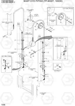 7235 MAST HYD PIPING(TF-MAST, 160DE) 110/130/160DF-7, Hyundai