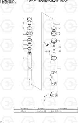 7271 LIFT CYLINDER (TF-MAST, 160DE) 110/130/160DF-7, Hyundai