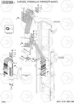 7310 5-SPOOL HYDRAULIC PIPING(TF-MAST) 110/130/160DF-7, Hyundai