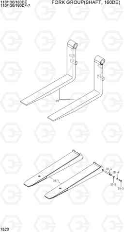 7520 FORK GROUP(SHAFT, 160DE) 110/130/160DF-7, Hyundai