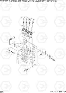 2025 4-SPOOL CONTROL VALVE LEVER(OPT,REVERSE) 14/15/18BR-7, Hyundai