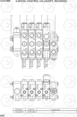 3025 4-SPOOL CONTROL VALVE(OPT, REVERSE) 14/15/18BR-7, Hyundai