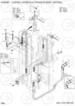 7280 3-SPOOL HYDRAULIC PIPING (TS-MAST) 15/18/20BT-7, Hyundai