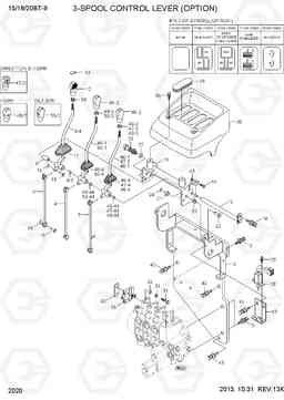 2020 3-SPOOL CONTROL LEVER (OPTION) 15/18/20BT-9, Hyundai