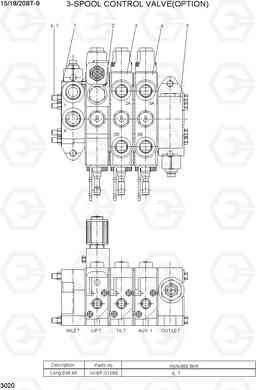 3020 3-SPOOL CONTROL VALVE (OPTION) 15/18/20BT-9, Hyundai