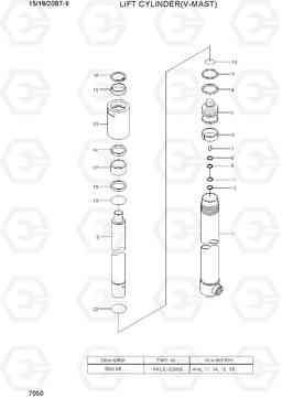 7050 LIFT CYLINDER (V-MAST) 15/18/20BT-9, Hyundai