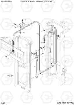 7180 3-SPOOL HYD PIPING (VF-MAST) 15/18/20BT-9, Hyundai