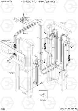 7190 4-SPOOL HYD PIPING (VF-MAST) 15/18/20BT-9, Hyundai