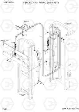 7380 3-SPOOL HYD PIPING (VS-MAST) 15/18/20BT-9, Hyundai