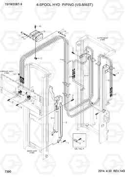 7390 4-SPOOL HYD PIPING (VS-MAST) 15/18/20BT-9, Hyundai