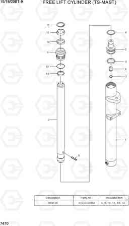 7470 FREE LIFT CYLINDER (TS-MAST) 15/18/20BT-9, Hyundai