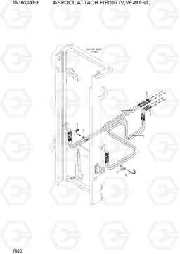 7620 4-SPOOL ATTACH PIPING (V,VF-MAST) 15/18/20BT-9, Hyundai