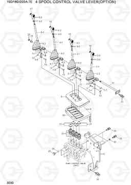 3030 4-SPOOL CONTROL VALVE LEVER(OPTION) 15D/18D/20DA-7E, Hyundai