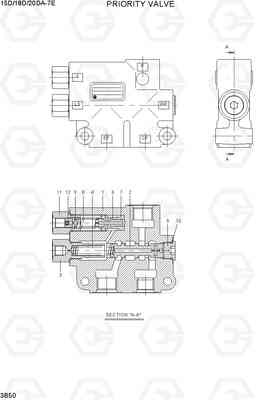 3B50 PRIORITY VALVE 15D/18D/20DA-7E, Hyundai