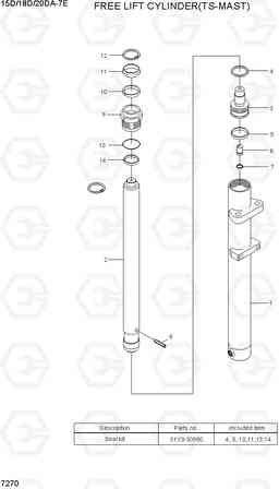 7270 FREE LIFT CYLINDER (TS-MAST) 15D/18D/20DA-7E, Hyundai