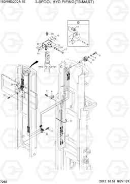 7280 3-SPOOL HYD PIPING (TS-MAST) 15D/18D/20DA-7E, Hyundai