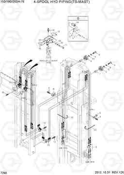 7290 4-SPOOL HYD PIPING (TS-MAST) 15D/18D/20DA-7E, Hyundai