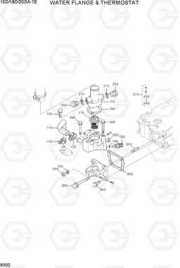 9300 WATER FLANGE & THERMOSTAT 15D/18D/20DA-7E, Hyundai