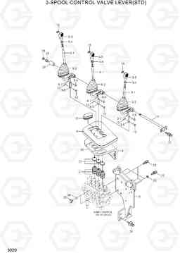 3020 3-SPOOL CONTROL VALVE LEVER(STD) 15G/18G/20GA-7, Hyundai