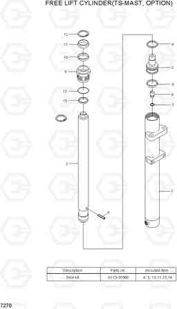 7270 FREE LIFT CYLINDER (TS-MAST) 15G/18G/20GA-7, Hyundai