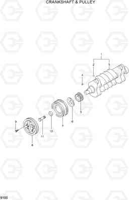 9100 CRANKSHAFT & PULLEY 15G/18G/20GA-7, Hyundai