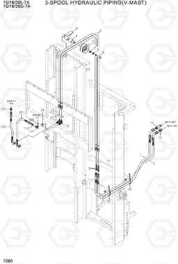 7060 3-SPOOL HYDRAULIC PIPING (V-MAST) 15/18/20G-7A, Hyundai