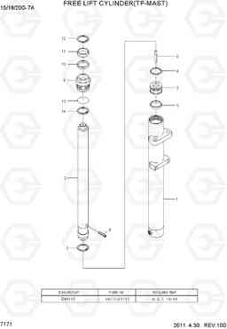 7171 FREE LIFT CYLINDER (TF-MAST) 15/18/20G-7A, Hyundai