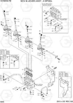 3040 MCV & LEVER ASSY - 4SPOOL 15G/18G/20G-7M, Hyundai