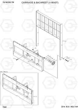 7040 CARRIAGE & BACKREST (V-MAST) 15G/18G/20G-7M, Hyundai