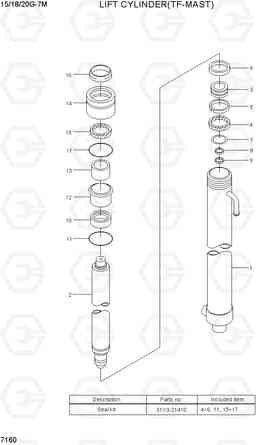 7160 LIFT CYLINDER (TF-MAST) 15G/18G/20G-7M, Hyundai