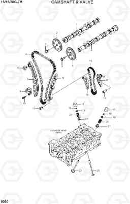 9080 CAMSHAFT & VALVE 15G/18G/20G-7M, Hyundai