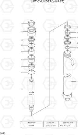 7050 LIFT CYLINDER (V-MAST) 15L/18L/20LA-7, Hyundai