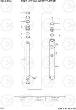 7171 FREE LIFT CYLINDER (TF-MAST) 15L/18L/20LA-7, Hyundai