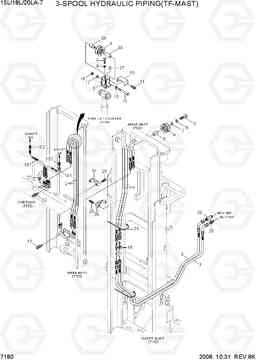 7180 3-SPOOL HYDRAULIC PIPING (TF-MAST) 15L/18L/20LA-7, Hyundai