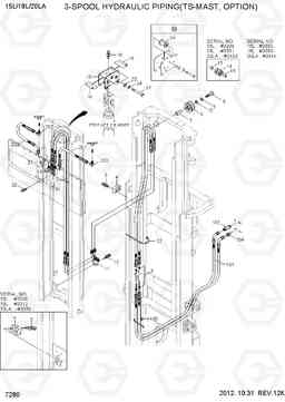 7280 3-SPOOL HYDRAULIC PIPING (TS-MAST) 15L/18L/20LA-7, Hyundai