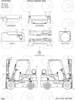 8021 DECAL(ENGLISH) 15L/18L/20LA-7, Hyundai