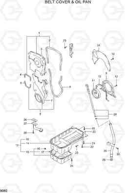 9060 BELT COVER & OIL PAN 15L/18L/20LA-7, Hyundai